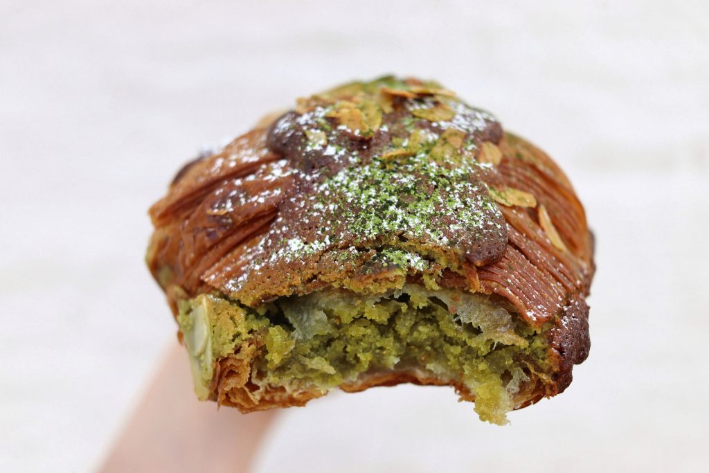 matcha almond croissant - cafe kitsune london